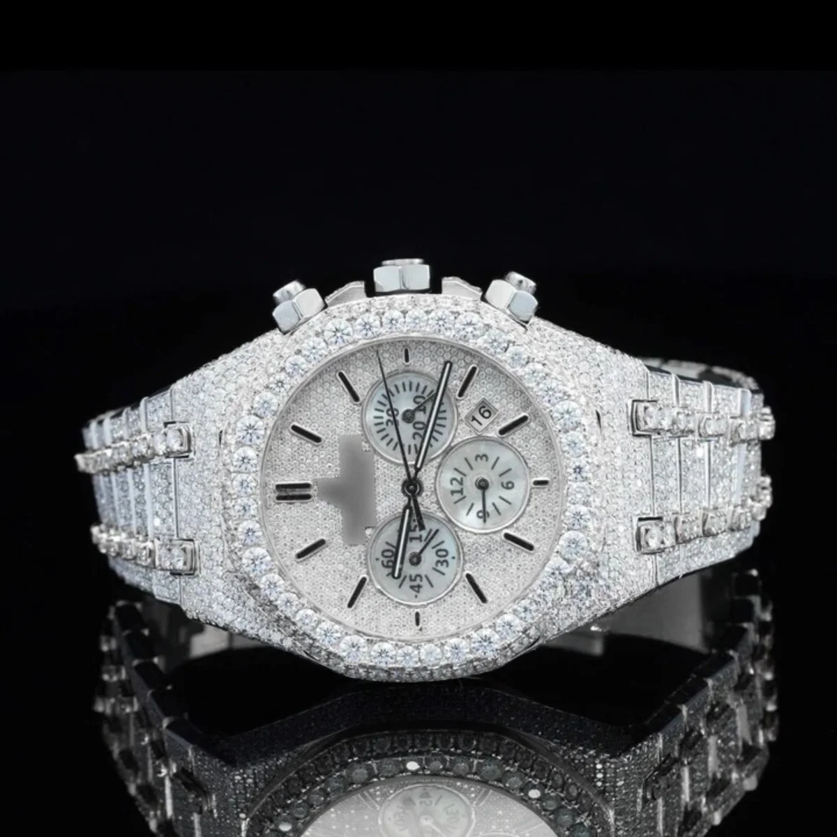 Fabulous Iced Out Bust Down Moissanite Diamond Automatic Watch (view 2 of 6)
