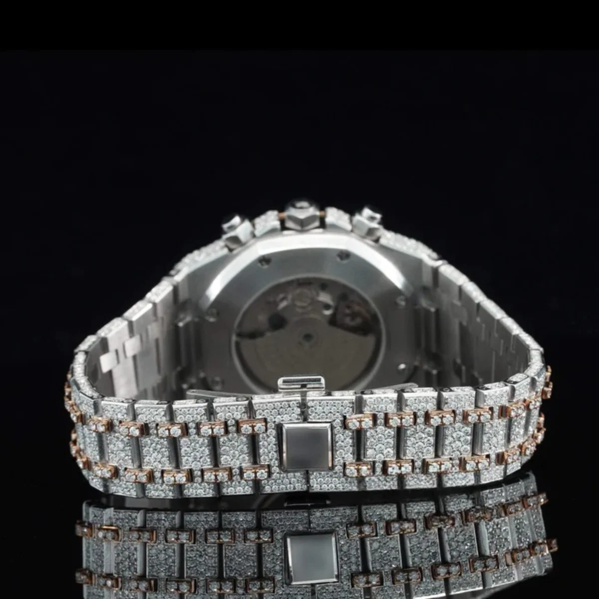Fabulous Iced Out Bust Down Moissanite Diamond Automatic Watch (view 6 of 6)