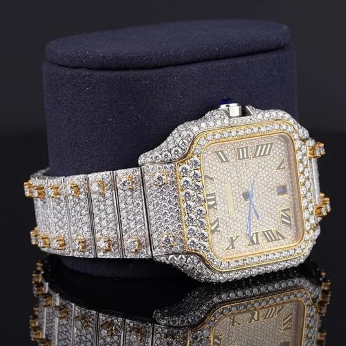 Fabulous Iced Out Roman Style Diamond Watch Automatic (view 3 of 8)