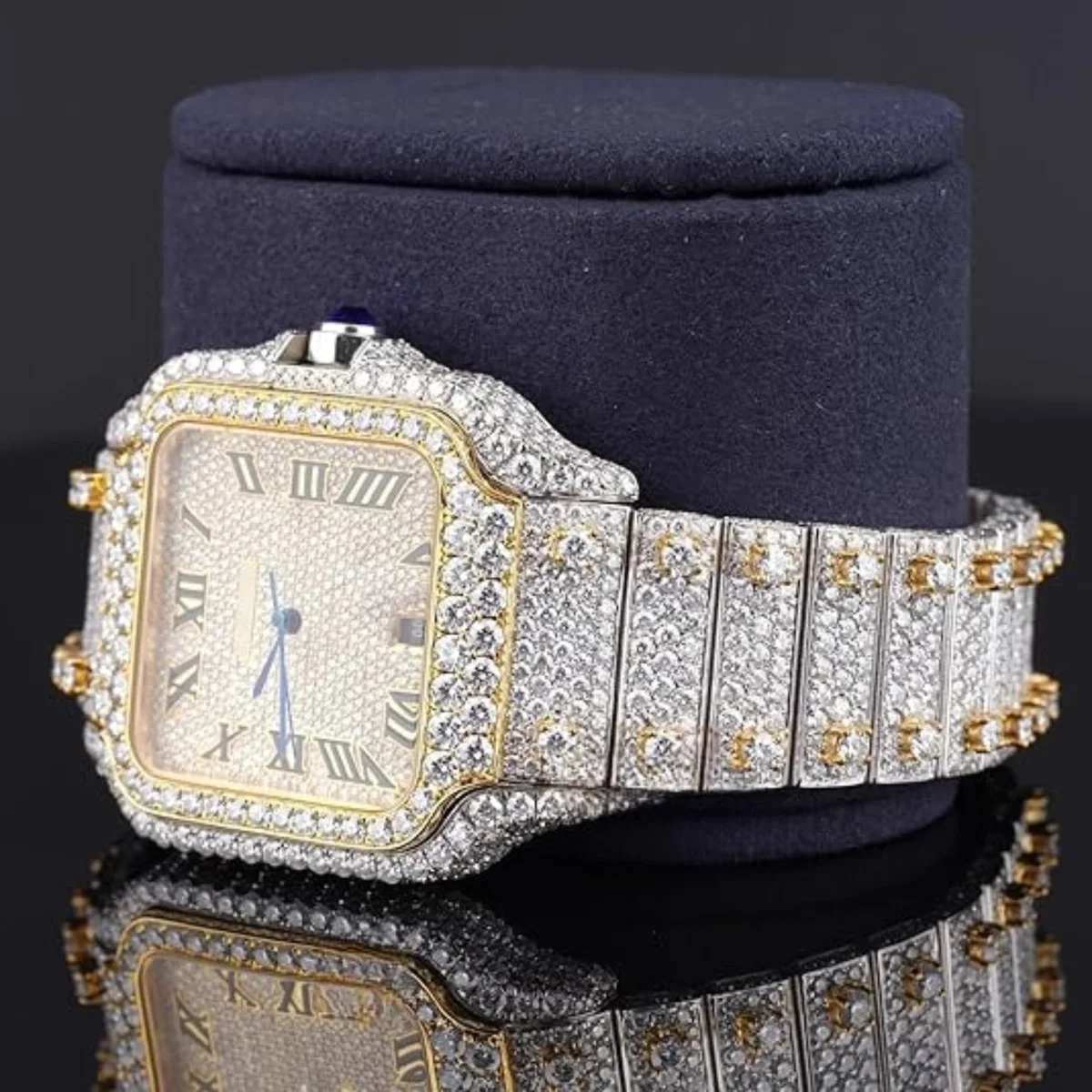 Fabulous Iced Out Roman Style Diamond Watch Automatic (view 4 of 8)