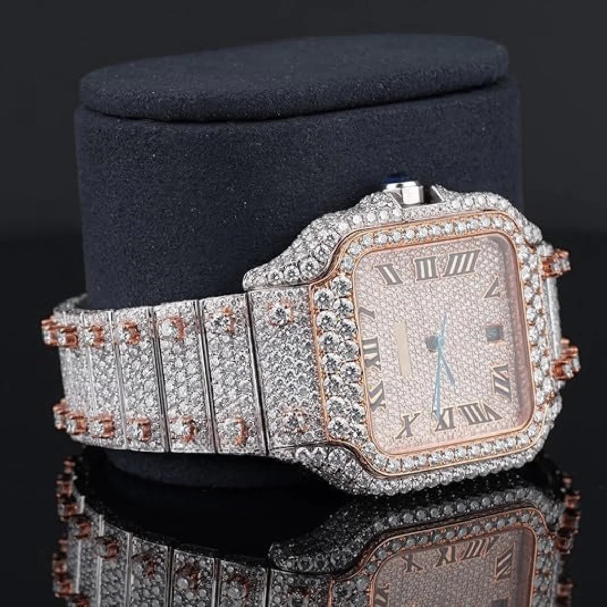 Fabulous Iced Out Roman Style Diamond Watch Automatic (view 7 of 8)