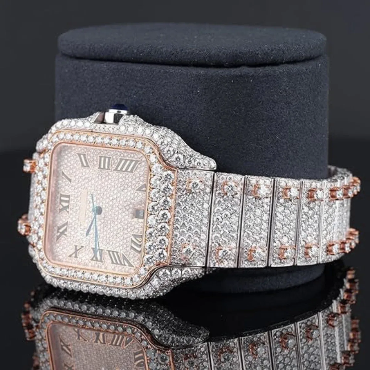 Fabulous Iced Out Roman Style Diamond Watch Automatic (view 8 of 8)