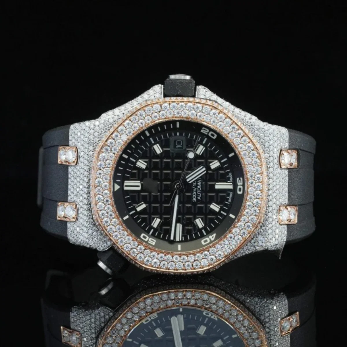 Fabulous Moissanite Watch Iced Out Automatic Wrist Watch For Men