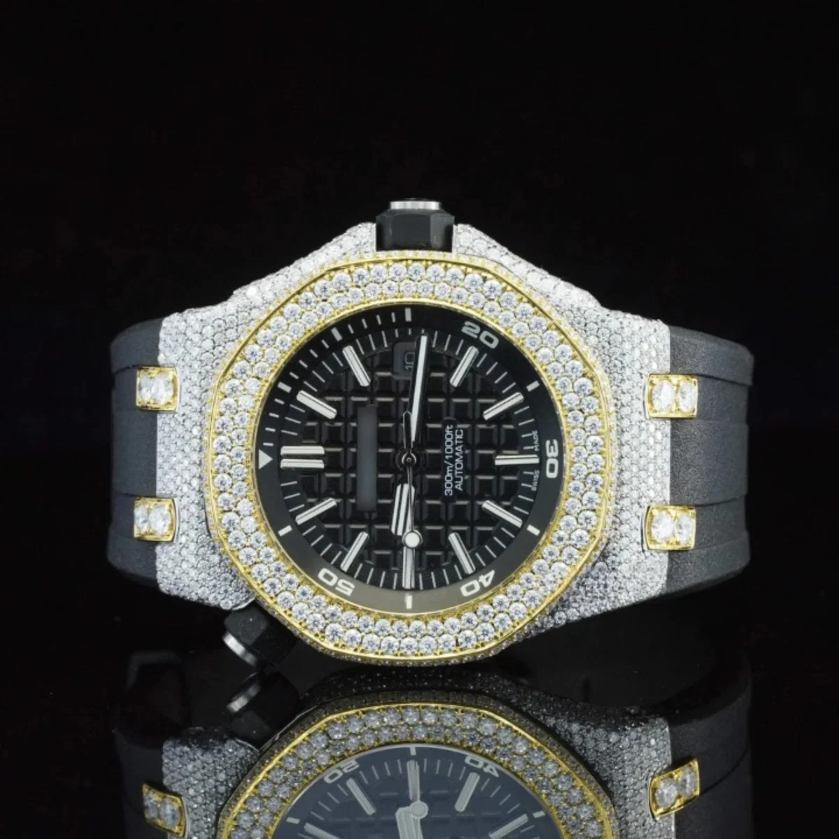 Fabulous Moissanite Watch Iced Out Automatic Wrist Watch For Men (view 2 of 6)