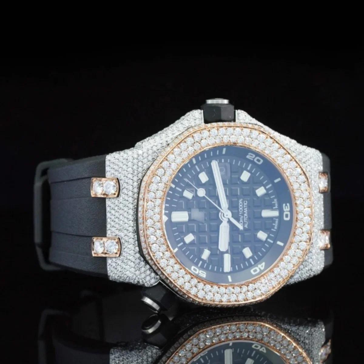 Fabulous Moissanite Watch Iced Out Automatic Wrist Watch For Men (view 4 of 6)