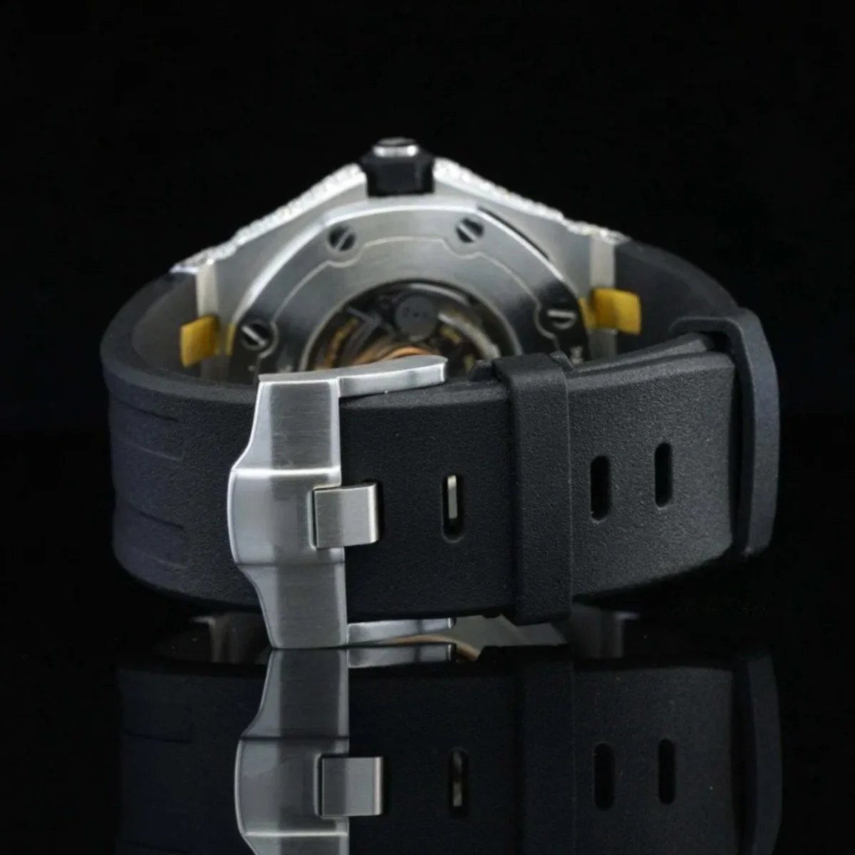 Fabulous Moissanite Wrist Watch With Black Color Belt For Men (view 6 of 6)
