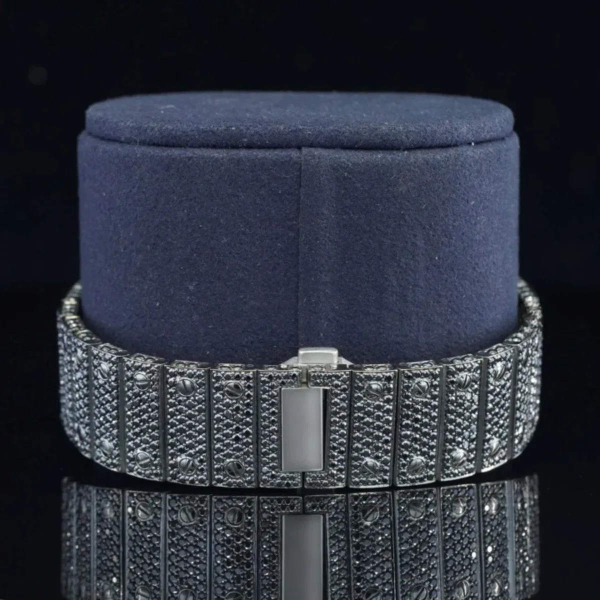 Fantastic Fully iced Out Moissanite Watch Jet Black Automatic (view 5 of 5)