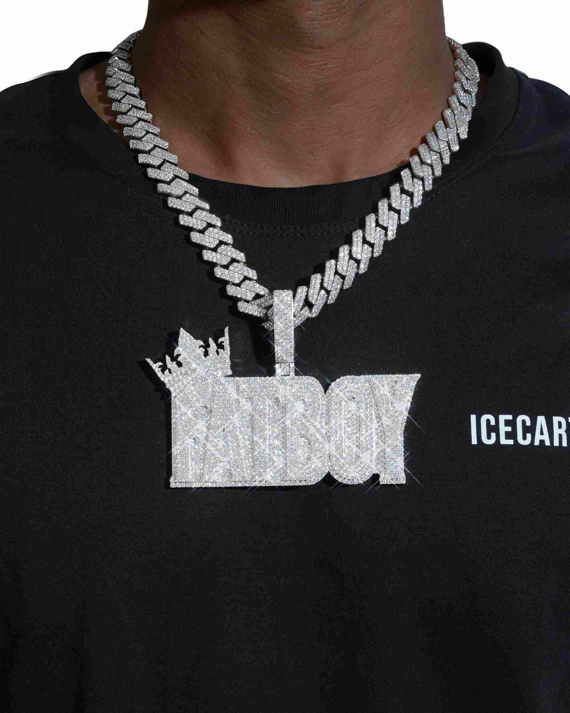"FATBOY" Custom Moissanite Name Pendant 14K Gold (view 2 of 5)