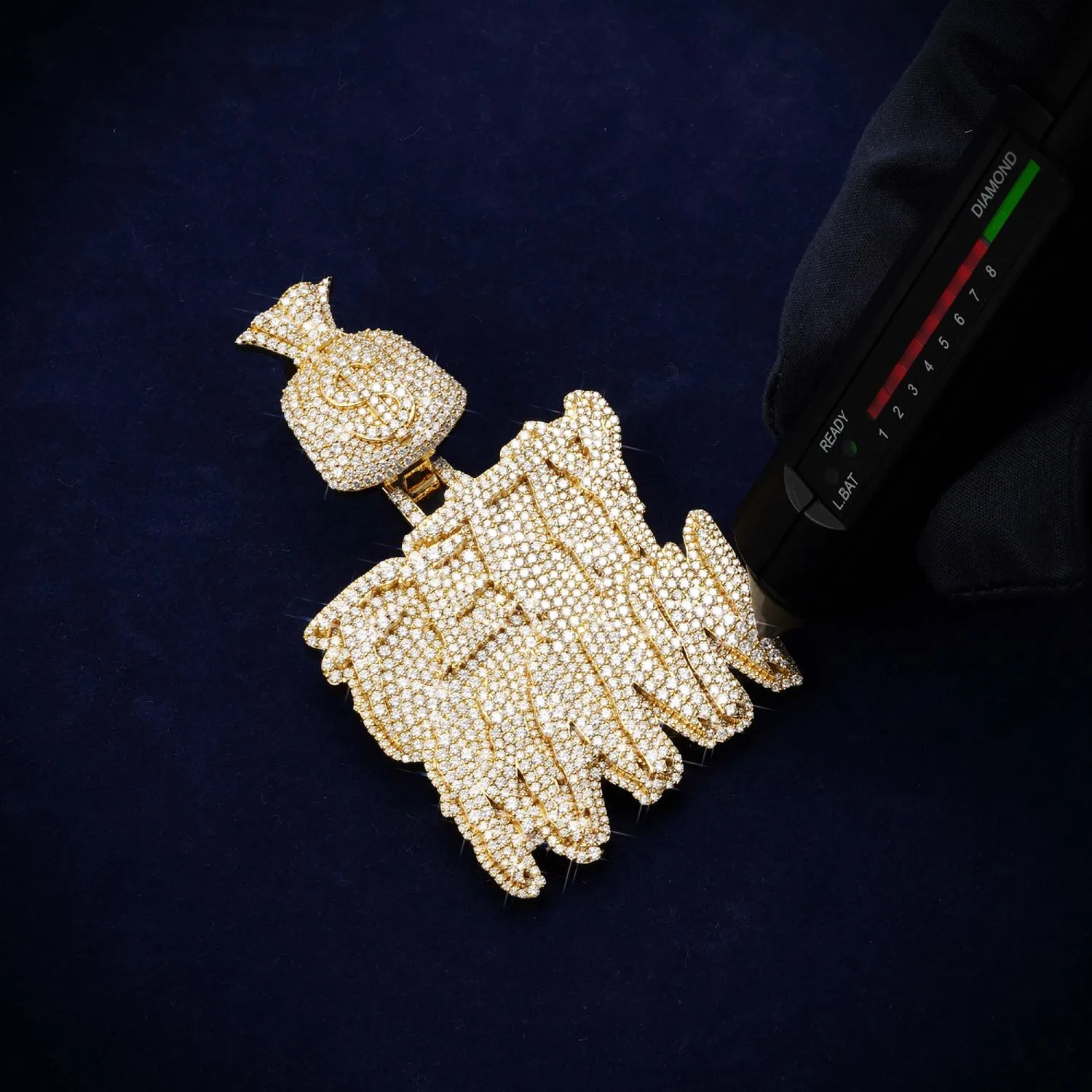 "FETTY MANN" Custom Name Moissanite Pendant 14K Gold (view 4 of 4)