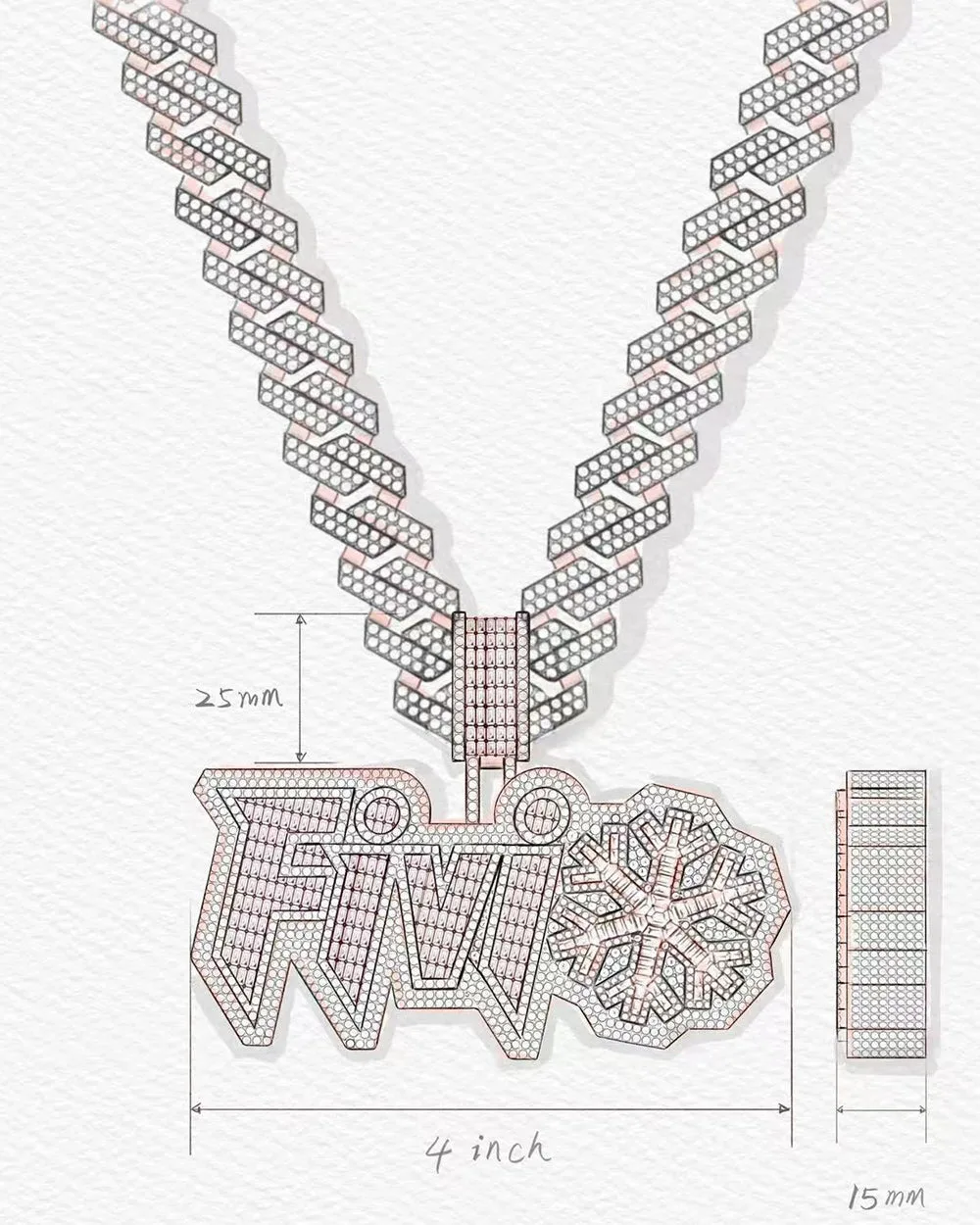 "FIVIO FOREIGN" Custom Diamond Pendant 14K Gold (view 4 of 4)