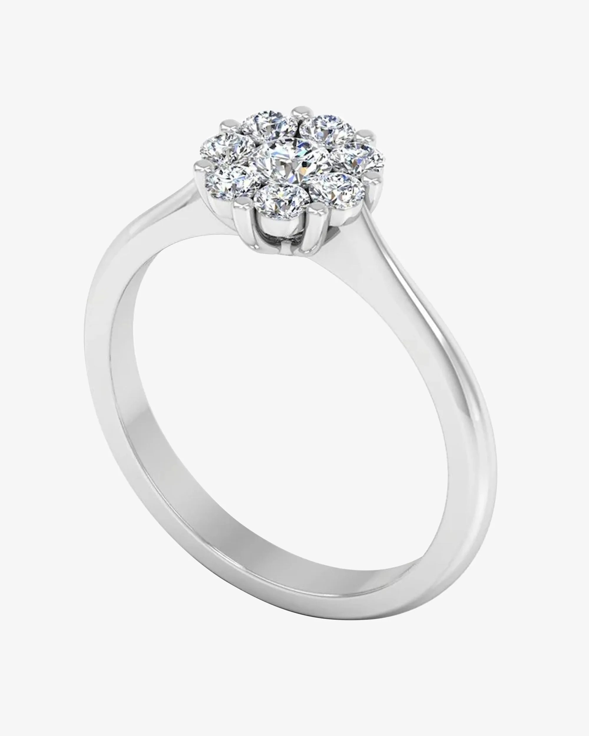 Flower Cluster Moissanite Engagement Ring - in 14k gold (view 3 of 8)