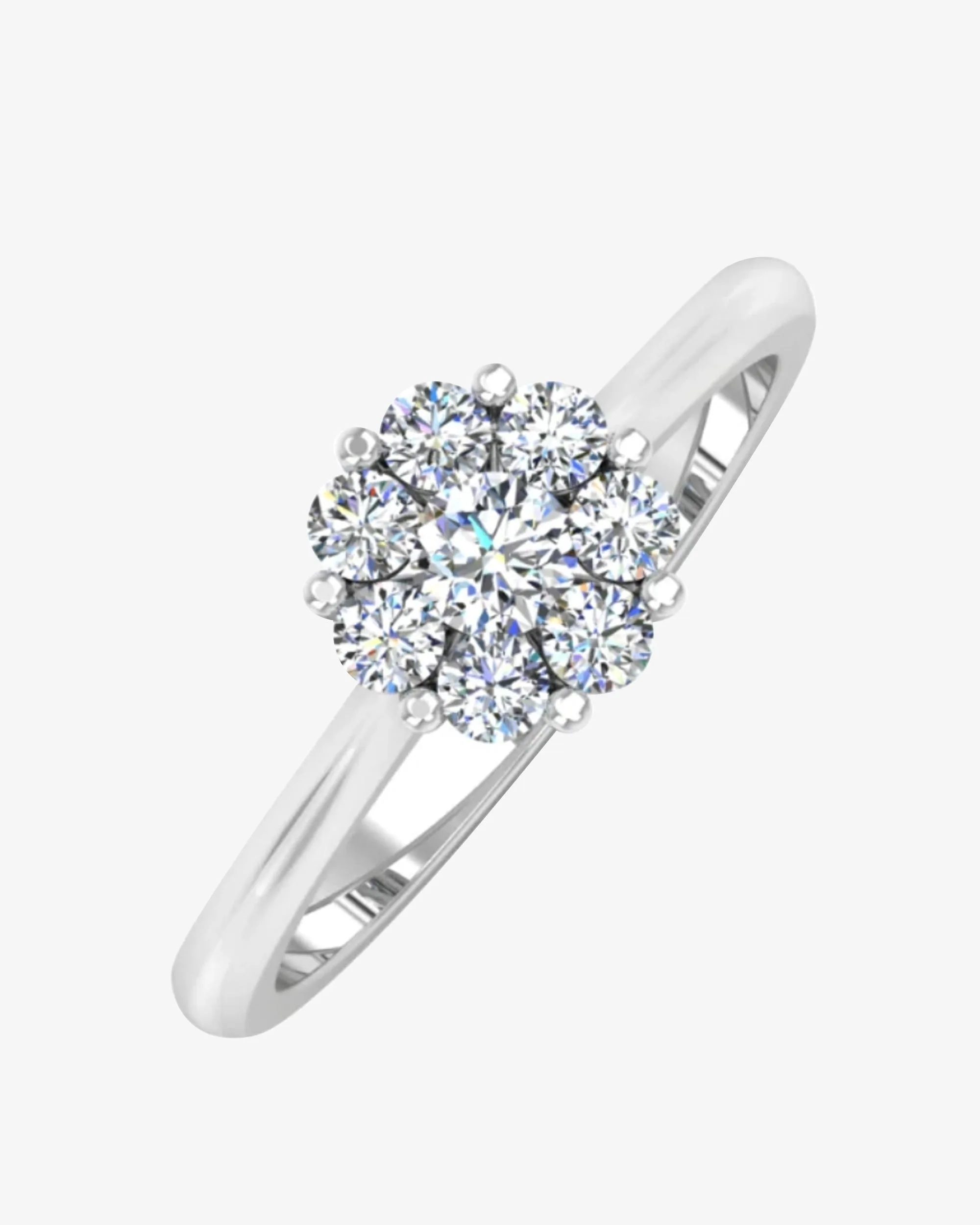 Flower Cluster Moissanite Engagement Ring - in 14k gold (view 4 of 8)