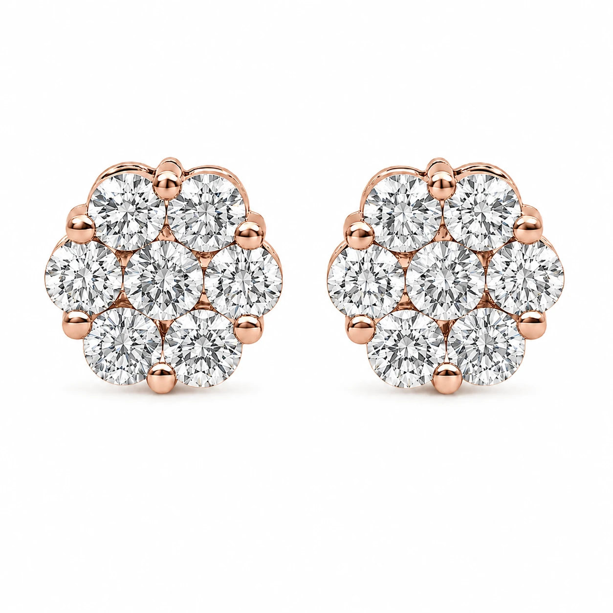 Flower Diamond Studs - earrings in yellow gold (view 56 of 58)