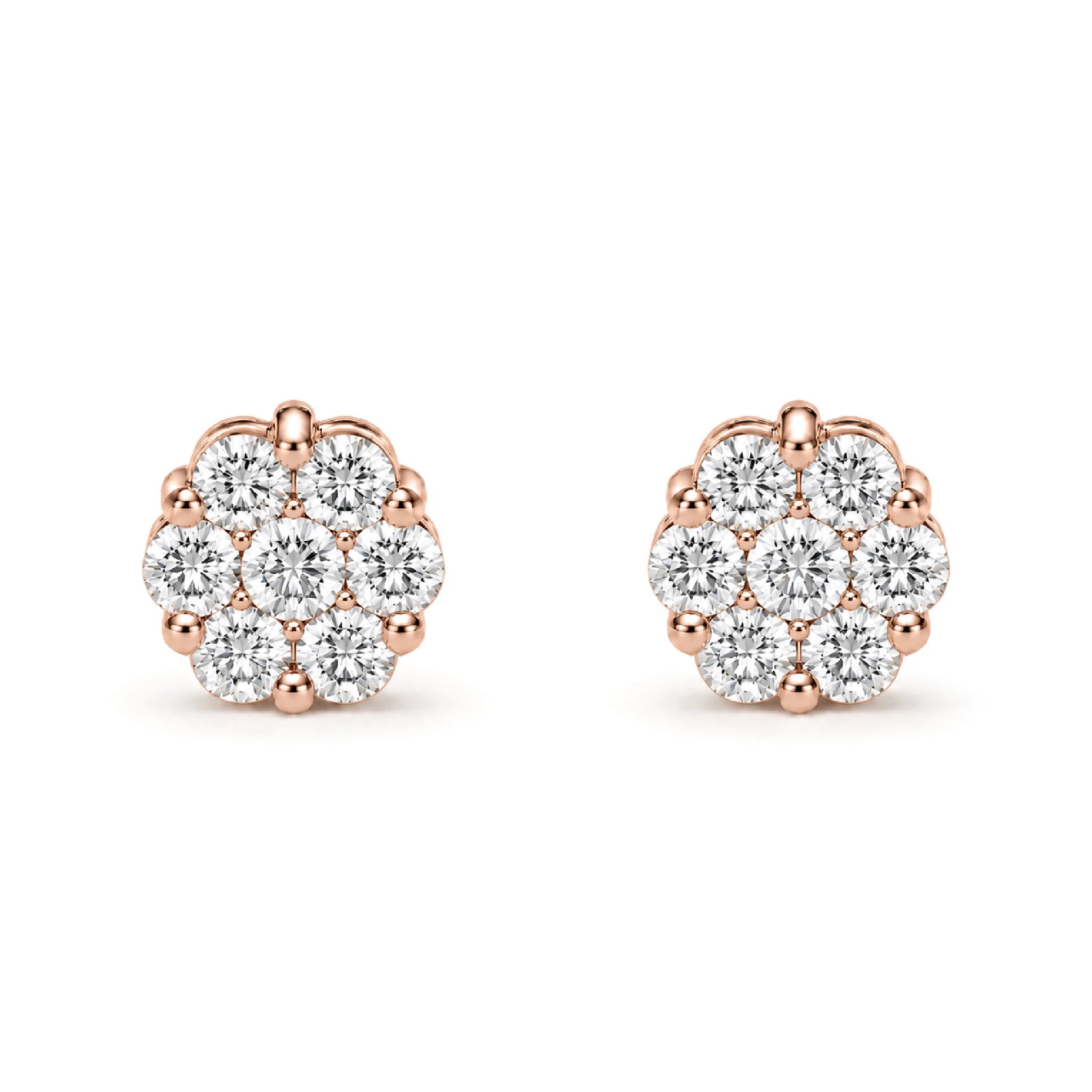 Flower Diamond Studs - earrings in yellow gold (view 7 of 58)