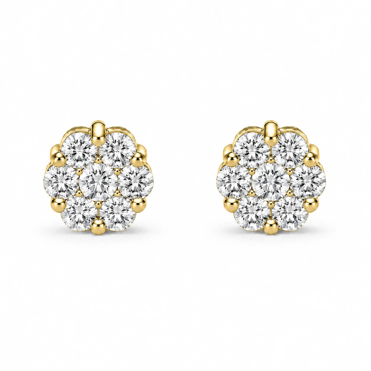 Flower Diamond Studs - earrings in yellow gold (view 10 of 58)