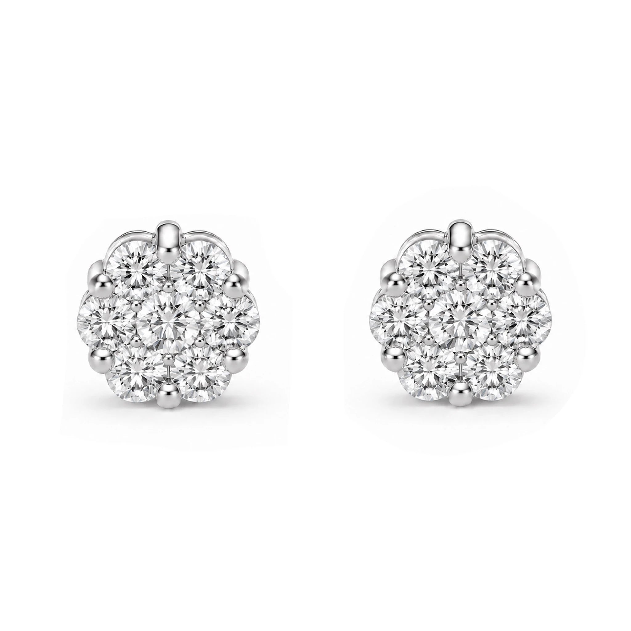 Flower Diamond Studs - earrings in yellow gold (view 13 of 58)