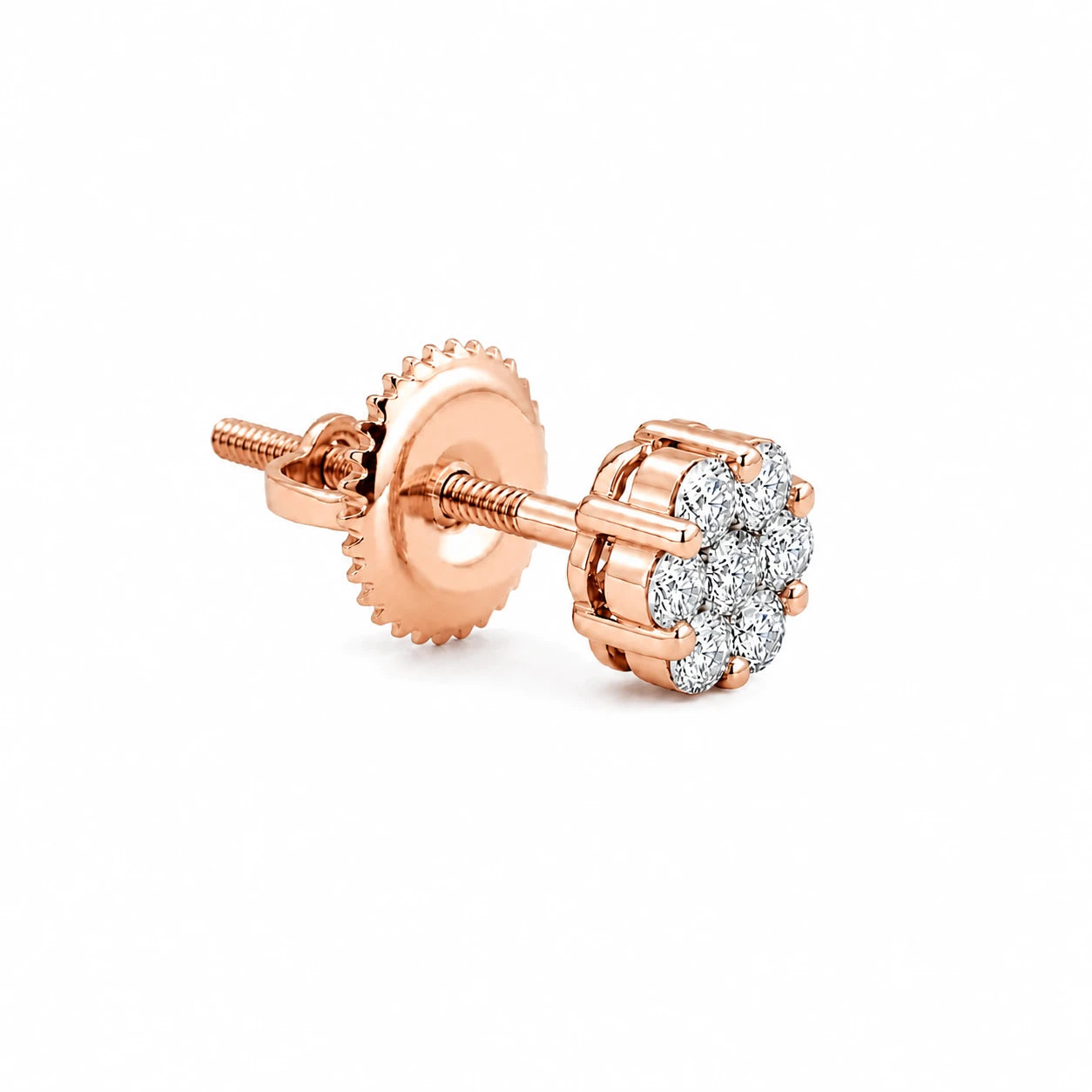 Flower Diamond Studs - earrings in yellow gold (view 17 of 58)