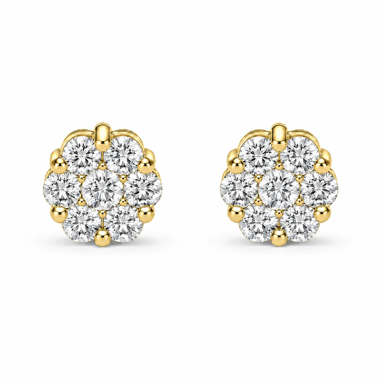 Flower Diamond Studs - earrings in yellow gold (view 19 of 58)