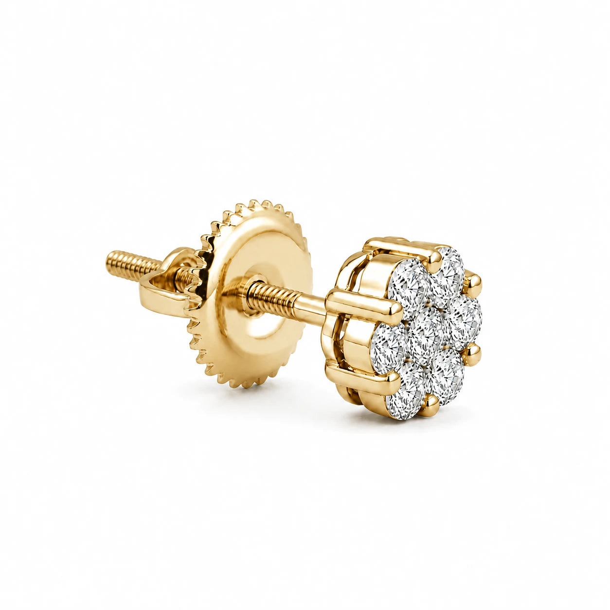 Flower Diamond Studs - earrings in yellow gold (view 20 of 58)