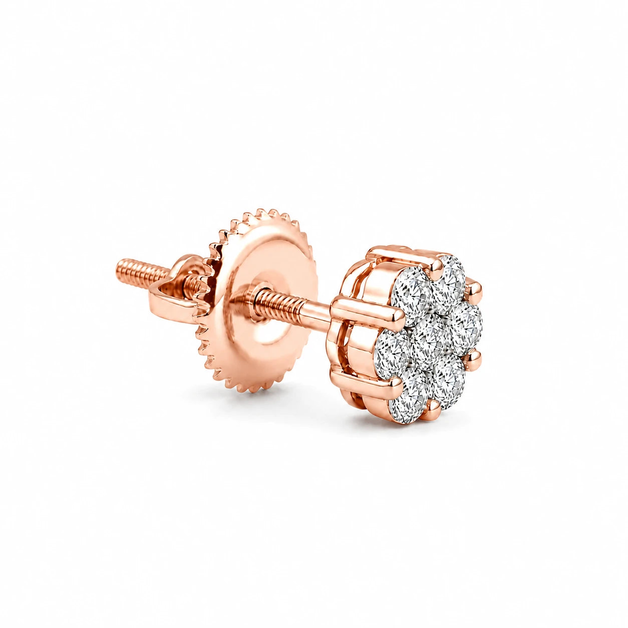 Flower Diamond Studs - earrings in yellow gold (view 26 of 58)