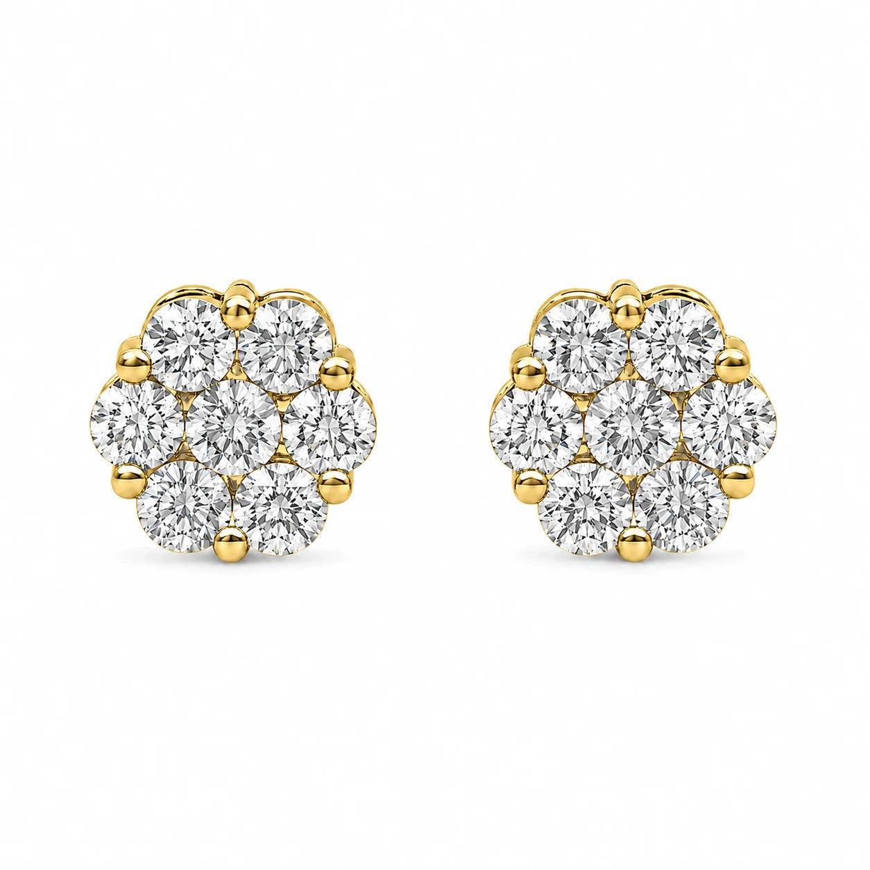 Flower Diamond Studs - earrings in yellow gold (view 28 of 58)