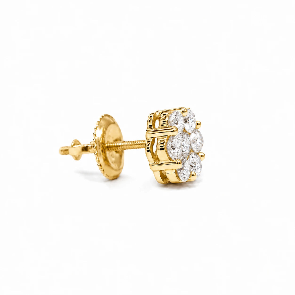 Flower Diamond Studs - earrings in yellow gold (view 29 of 58)