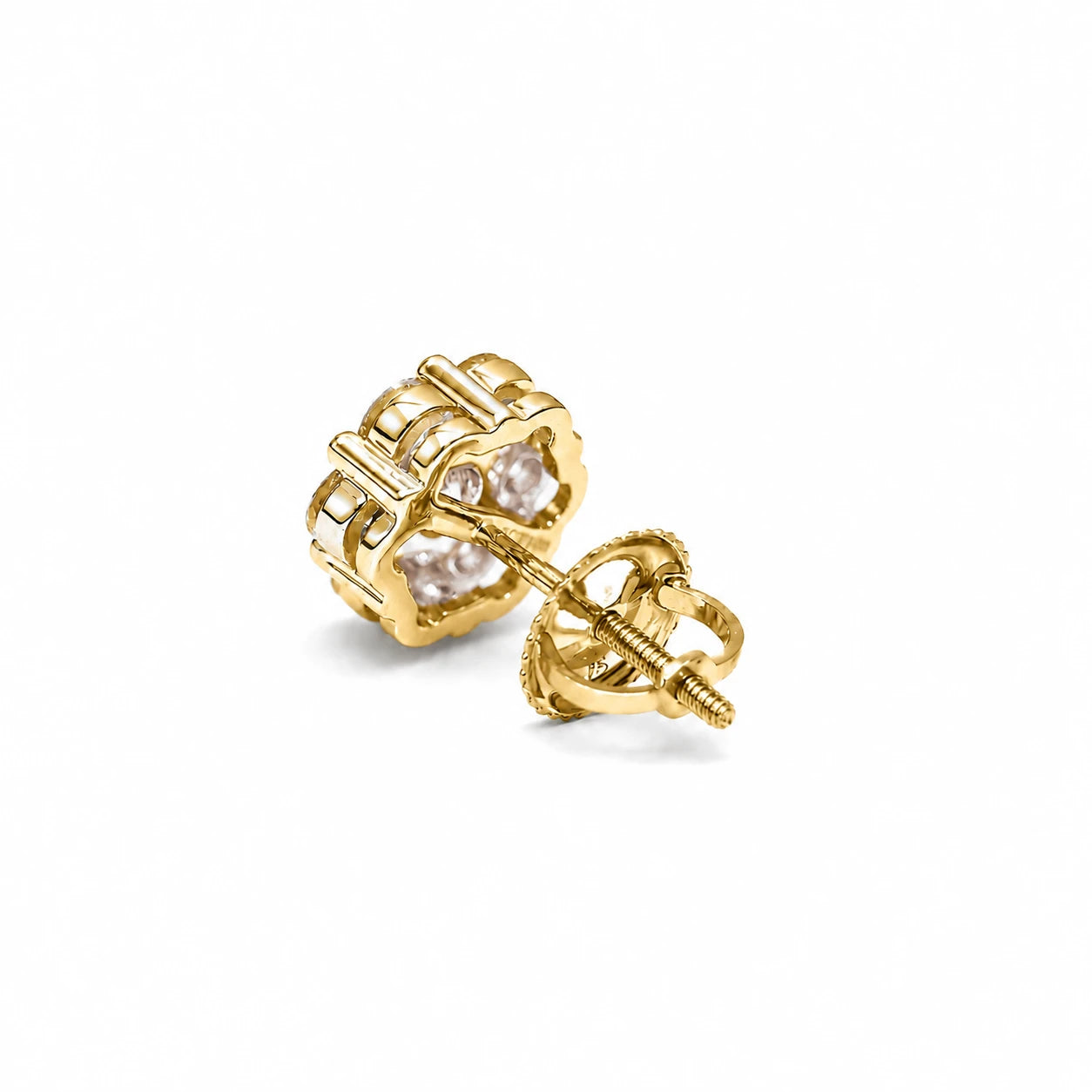 Flower Diamond Studs - earrings in yellow gold (view 30 of 58)