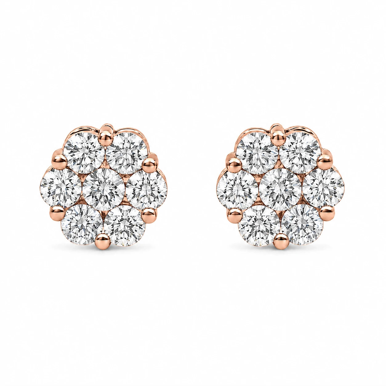 Flower Diamond Studs - earrings in yellow gold (view 33 of 58)