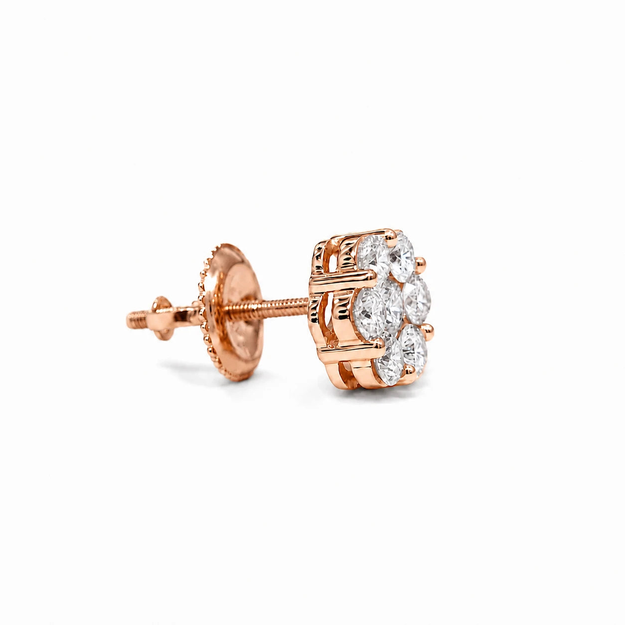 Flower Diamond Studs - earrings in yellow gold (view 34 of 58)