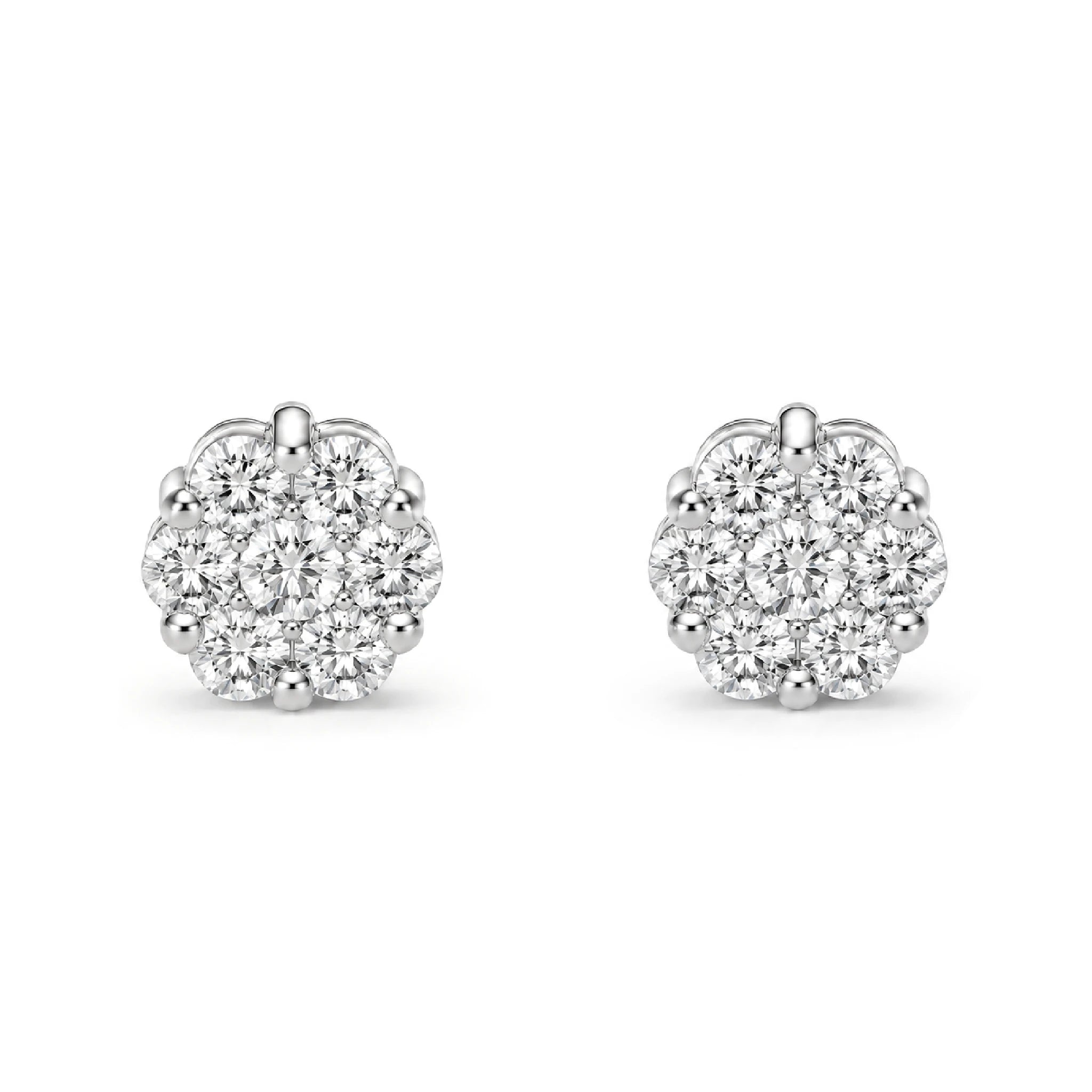 Flower Diamond Studs - earrings in yellow gold (view 4 of 58)