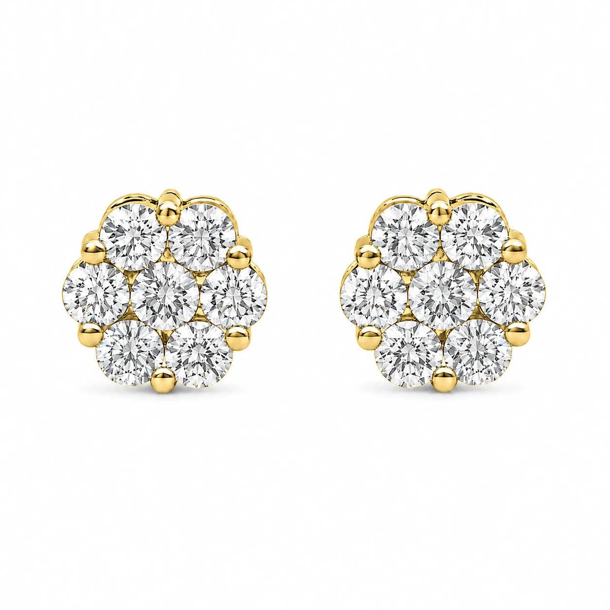 Flower Diamond Studs - earrings in yellow gold (view 36 of 58)