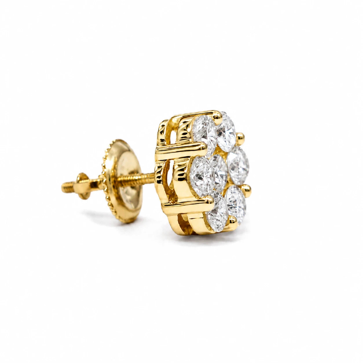 Flower Diamond Studs - earrings in yellow gold (view 37 of 58)