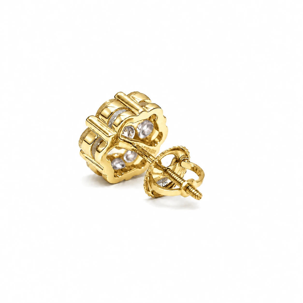 Flower Diamond Studs - earrings in yellow gold (view 38 of 58)