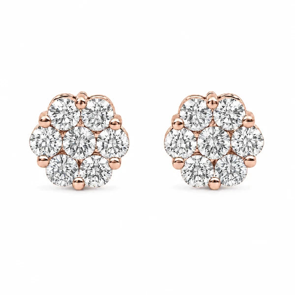 Flower Diamond Studs - earrings in yellow gold (view 41 of 58)