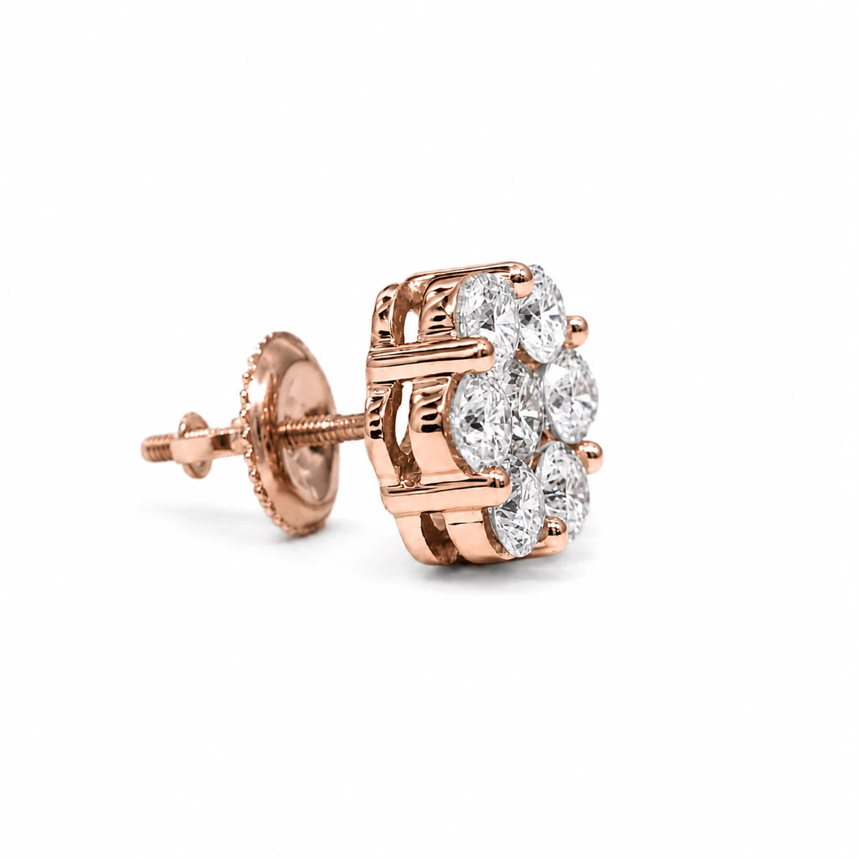 Flower Diamond Studs - earrings in yellow gold (view 42 of 58)
