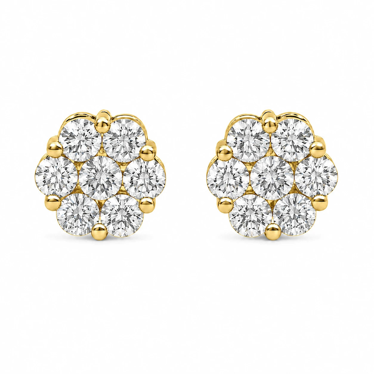 Flower Diamond Studs - earrings in yellow gold (view 44 of 58)