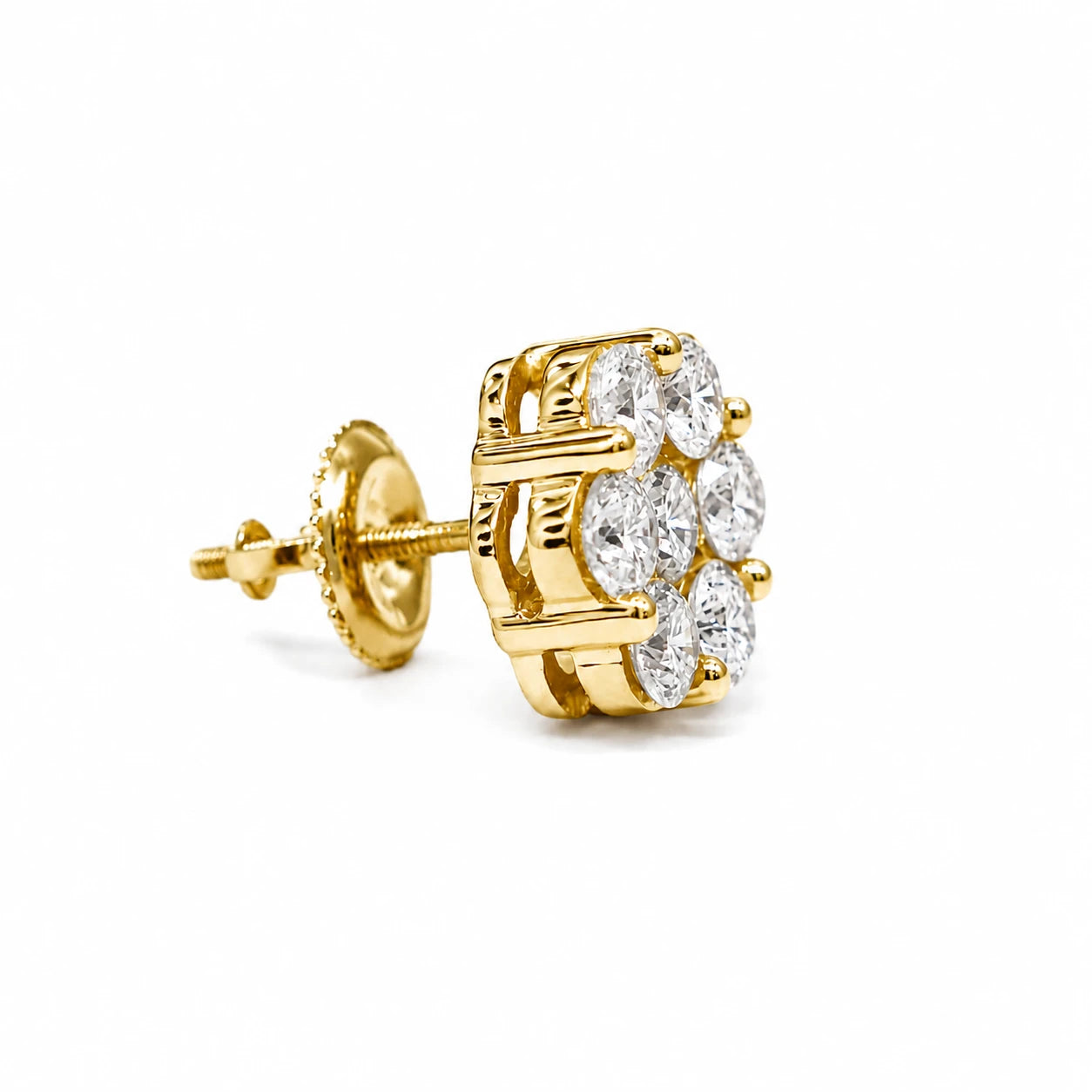 Flower Diamond Studs - earrings in yellow gold (view 46 of 58)
