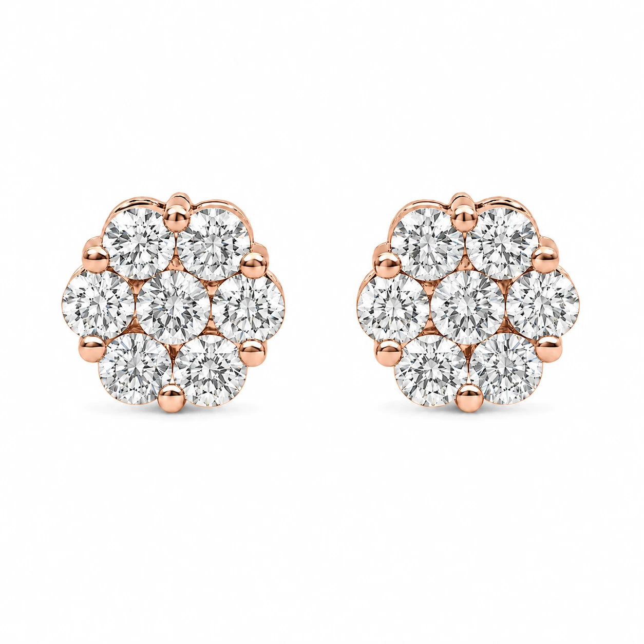 Flower Diamond Studs - earrings in yellow gold (view 49 of 58)
