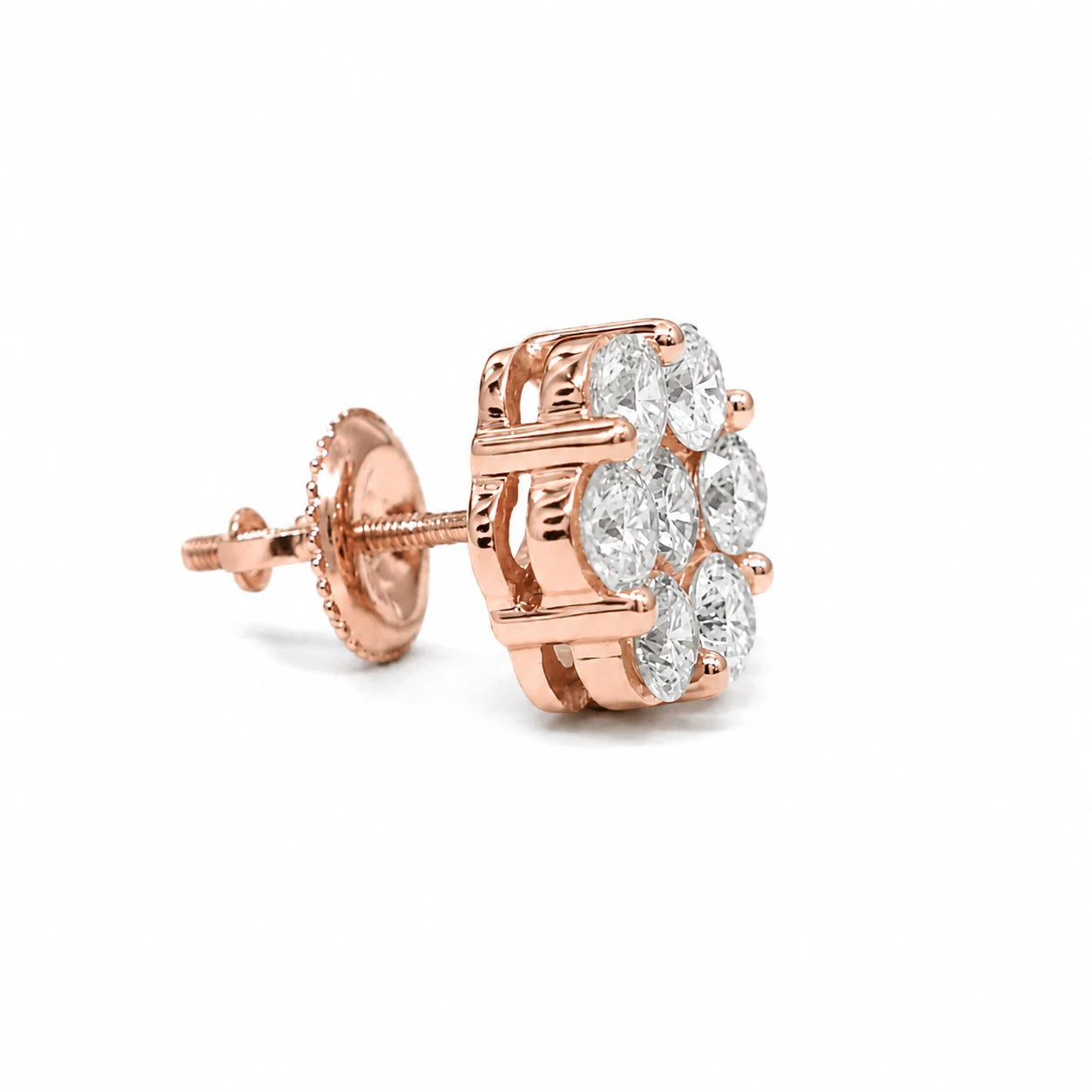 Flower Diamond Studs - earrings in yellow gold (view 50 of 58)