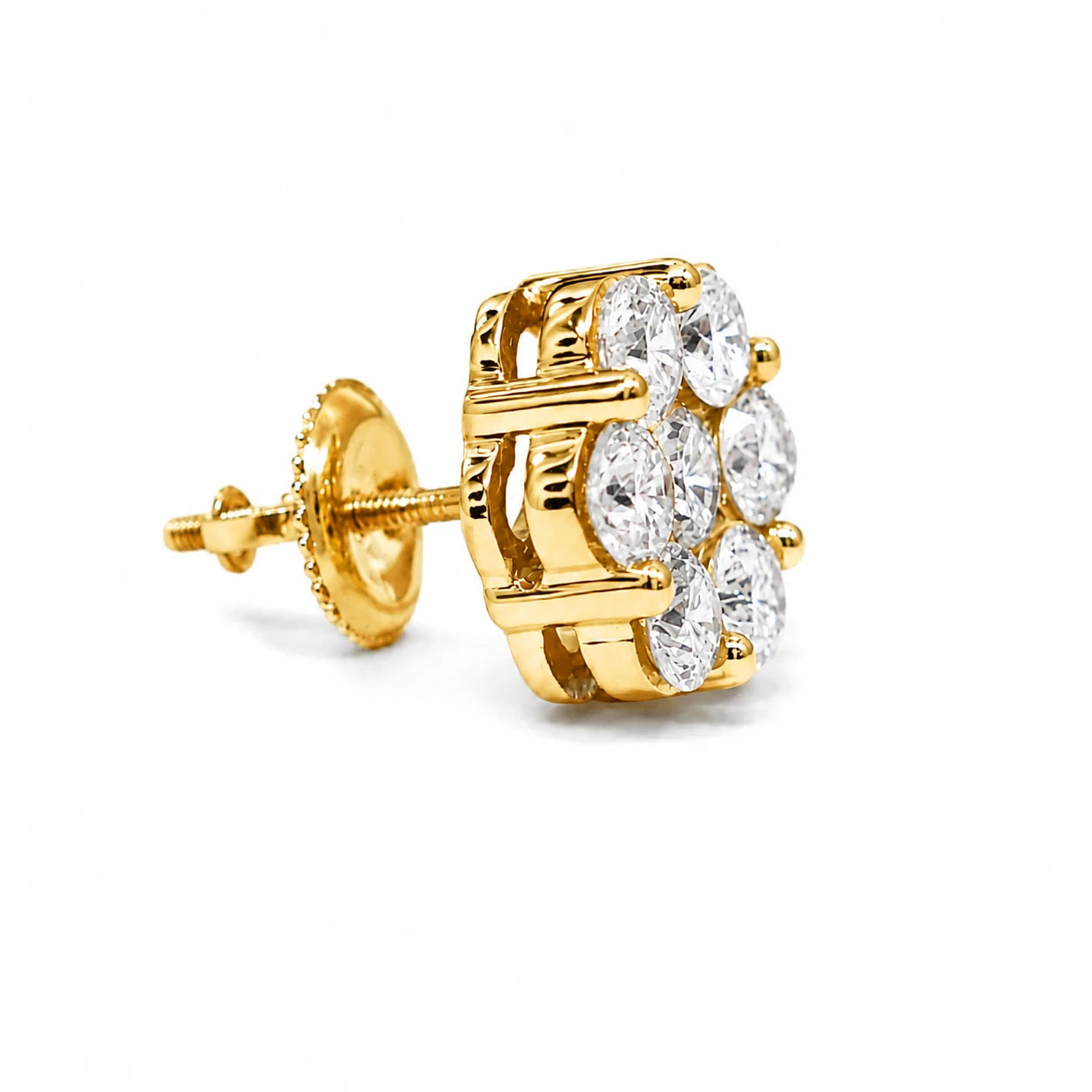 Flower Diamond Studs - earrings in yellow gold (view 52 of 58)