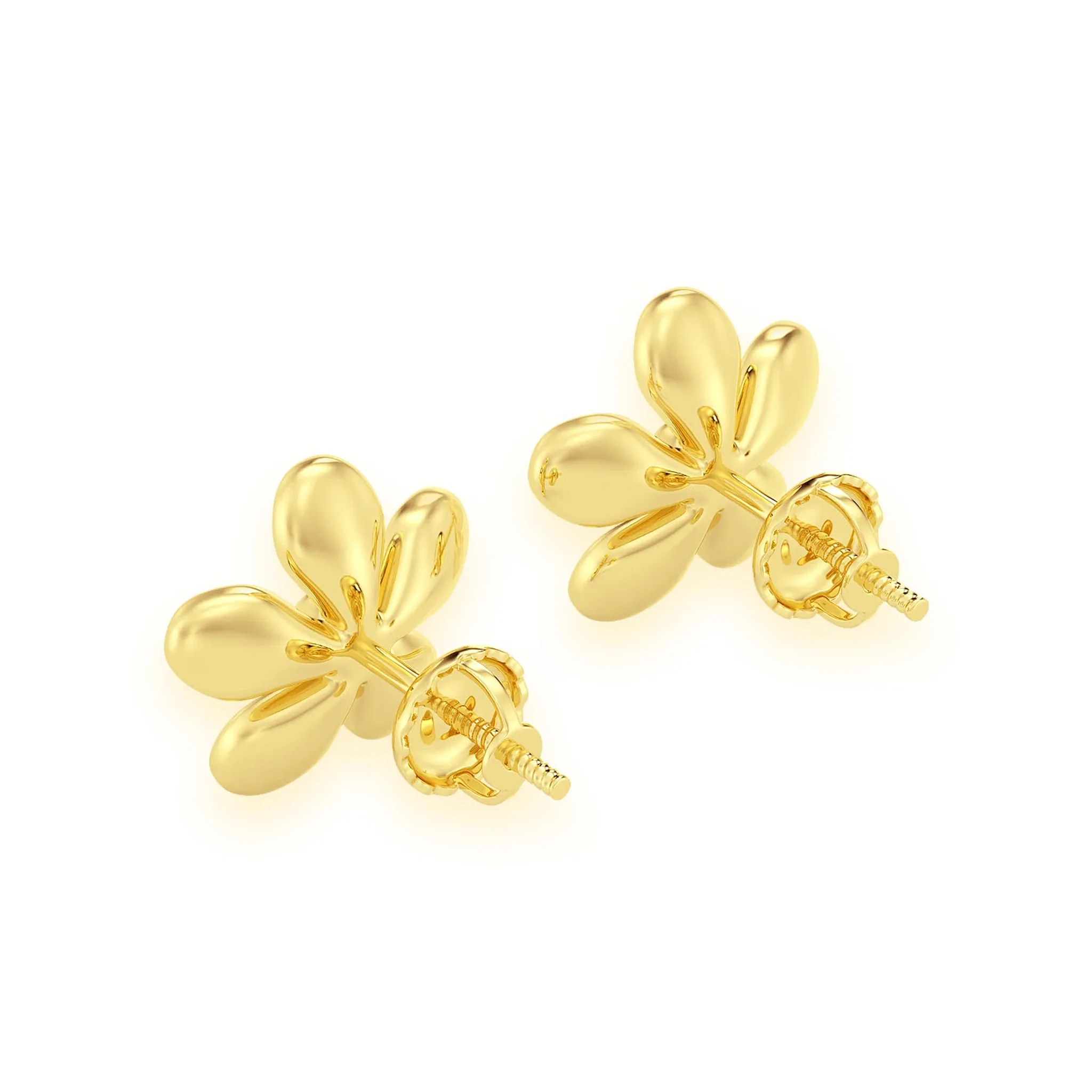 Flower Petal Diamond Studs - earrings in yellow gold (view 2 of 6)