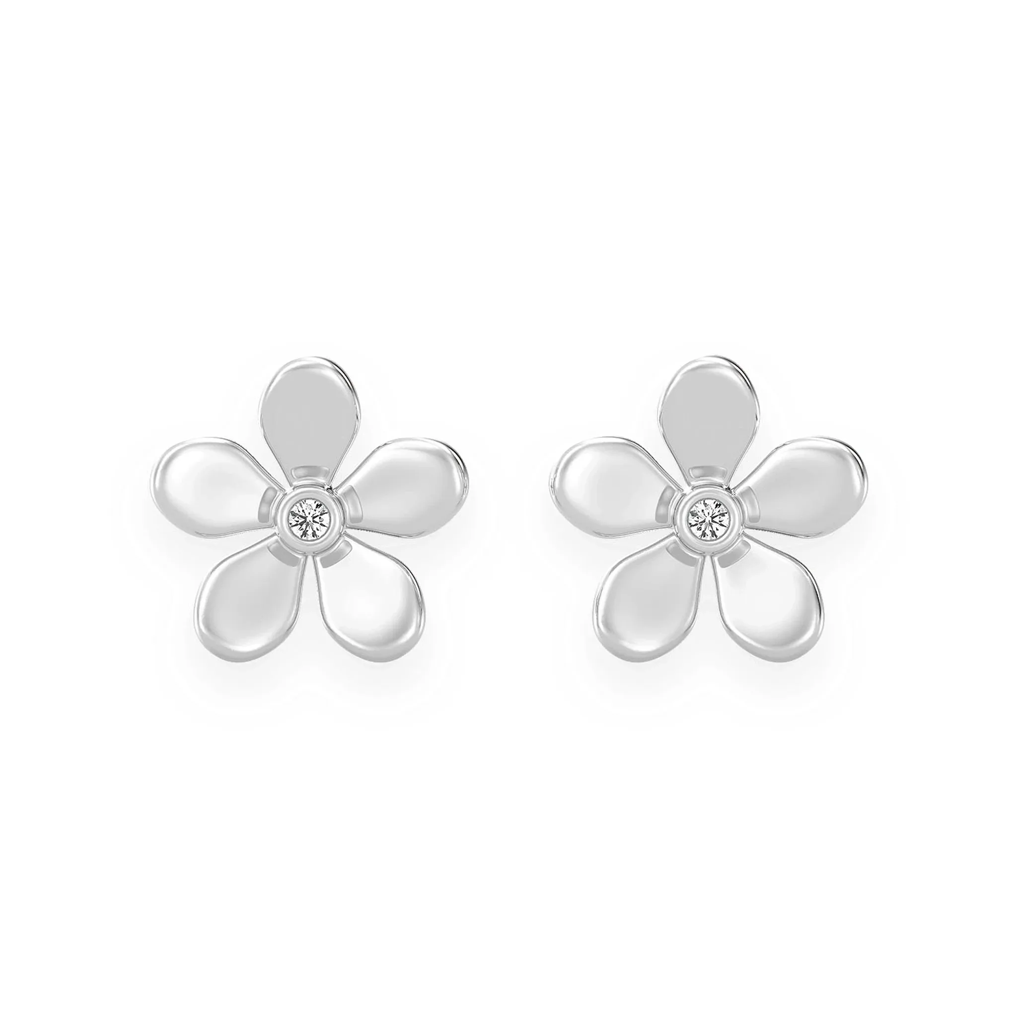 Flower Petal Diamond Studs - earrings in yellow gold (view 3 of 6)
