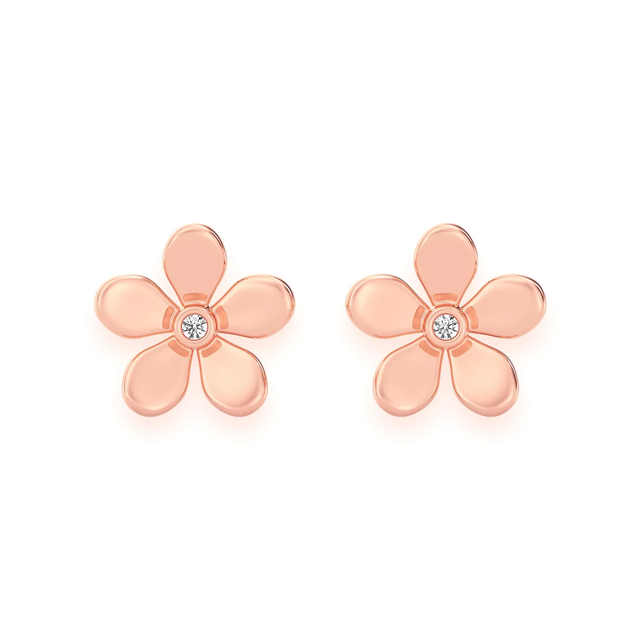 Flower Petal Diamond Studs - earrings in yellow gold (view 5 of 6)