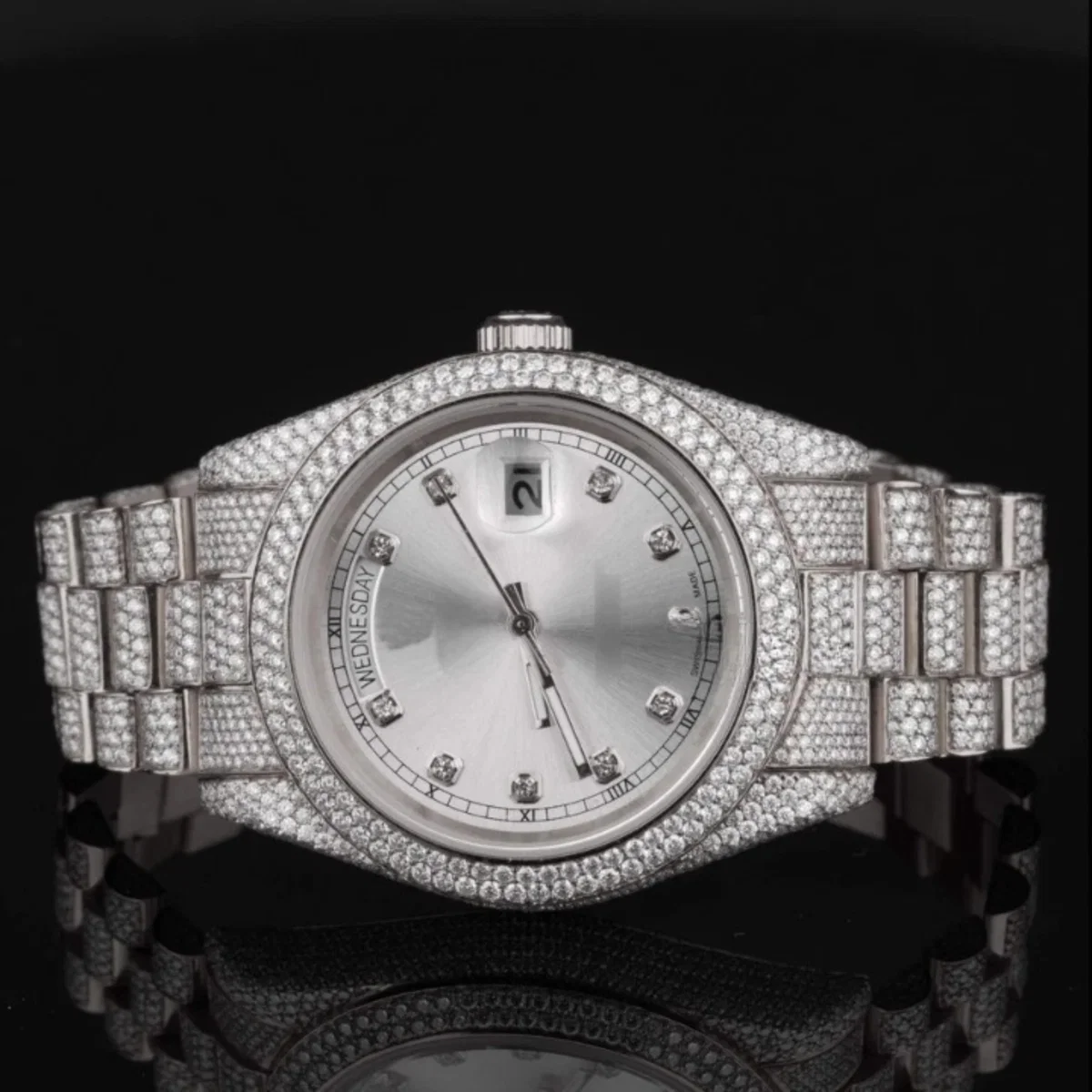 Formal Classic Diamond Iced Out Automatic Moissanite Watch (view 2 of 7)