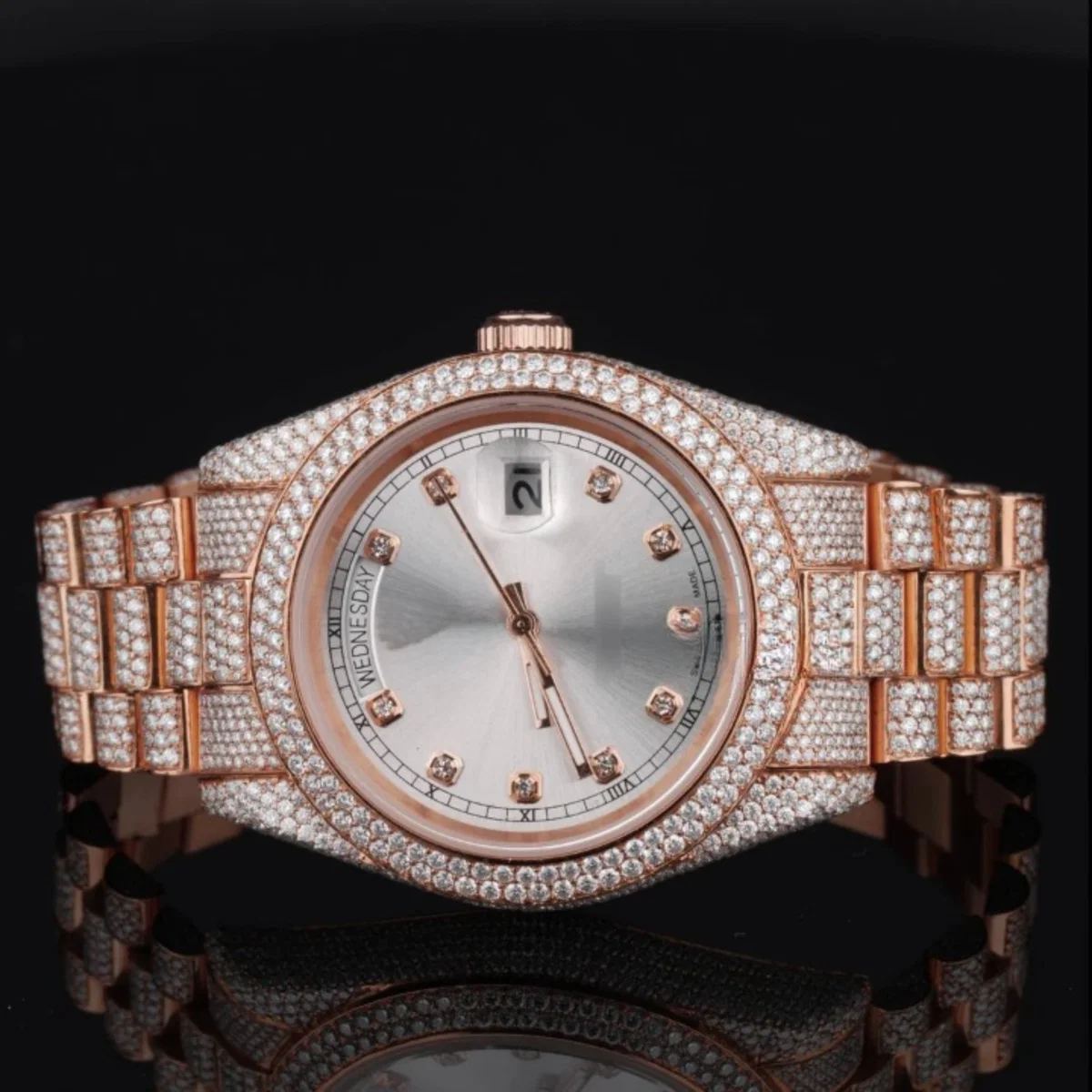 Formal Classic Diamond Iced Out Automatic Moissanite Watch (view 4 of 7)