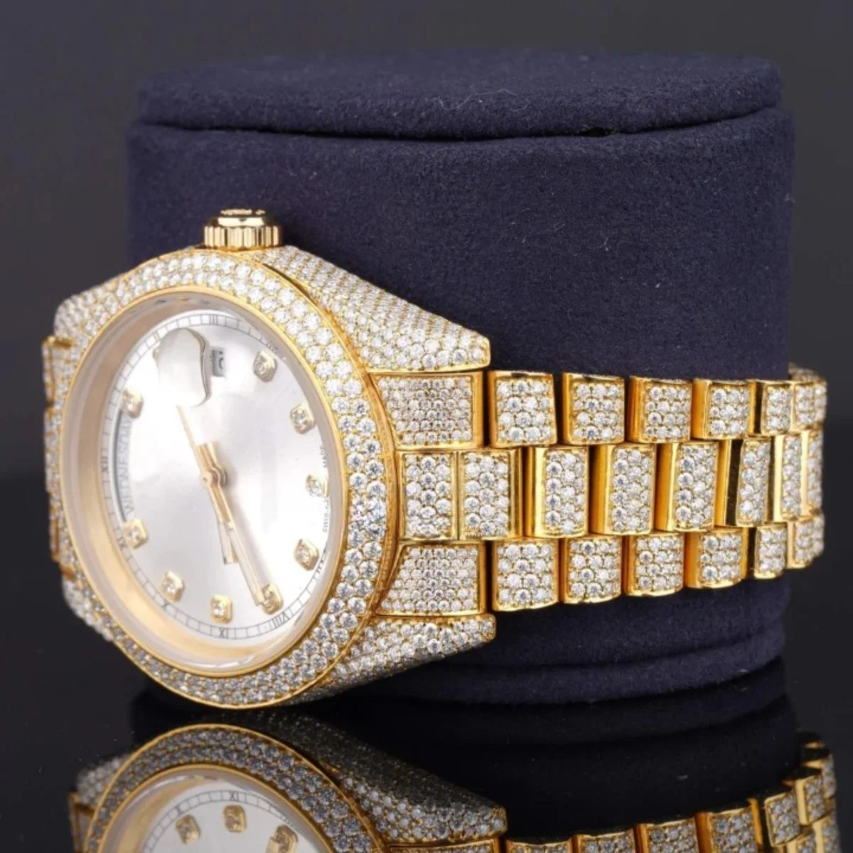 Formal Classic Diamond Iced Out Automatic Moissanite Watch (view 6 of 7)
