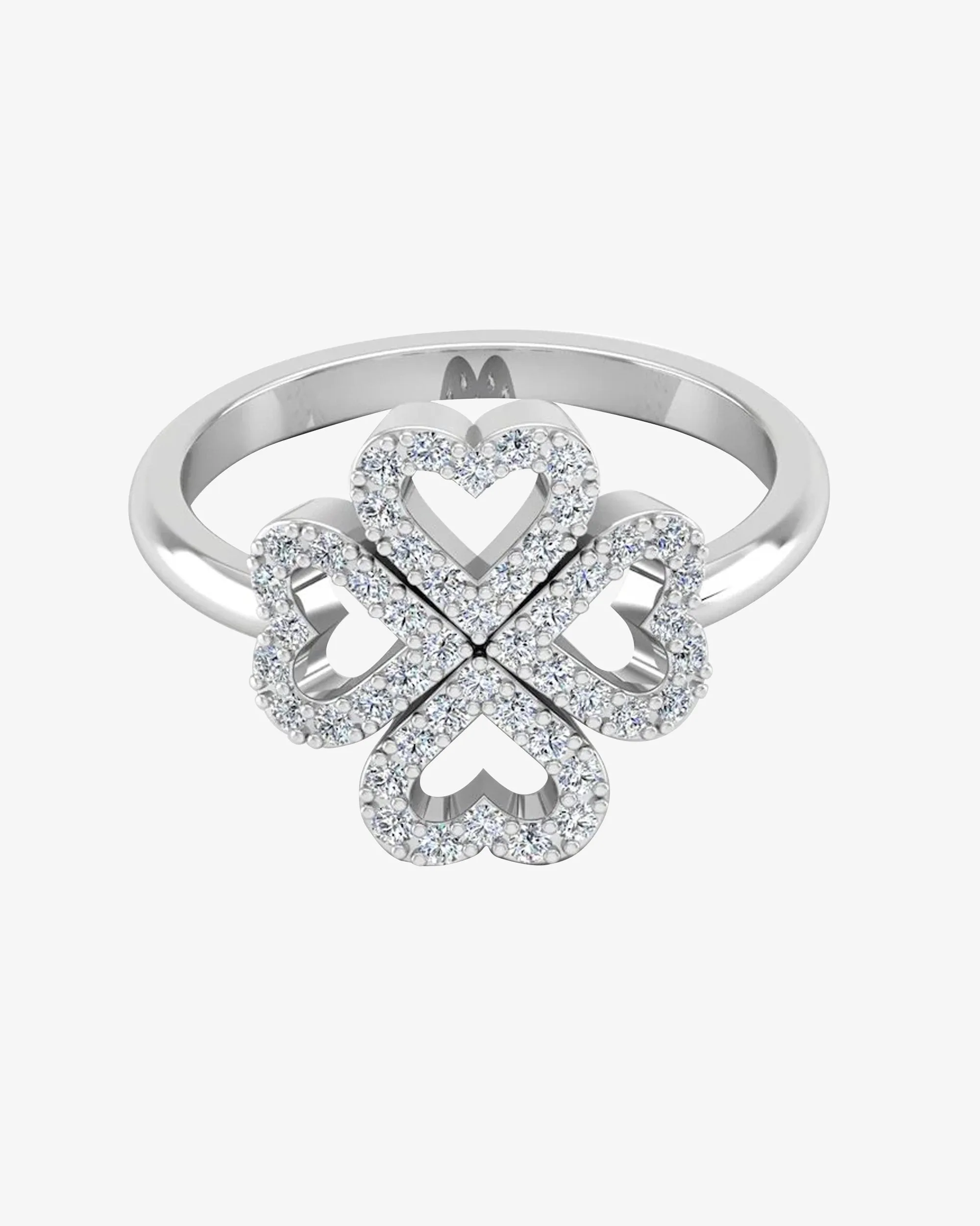 Four Leaf Clover Moissanite Engagement Ring - in 14k gold (view 2 of 7)