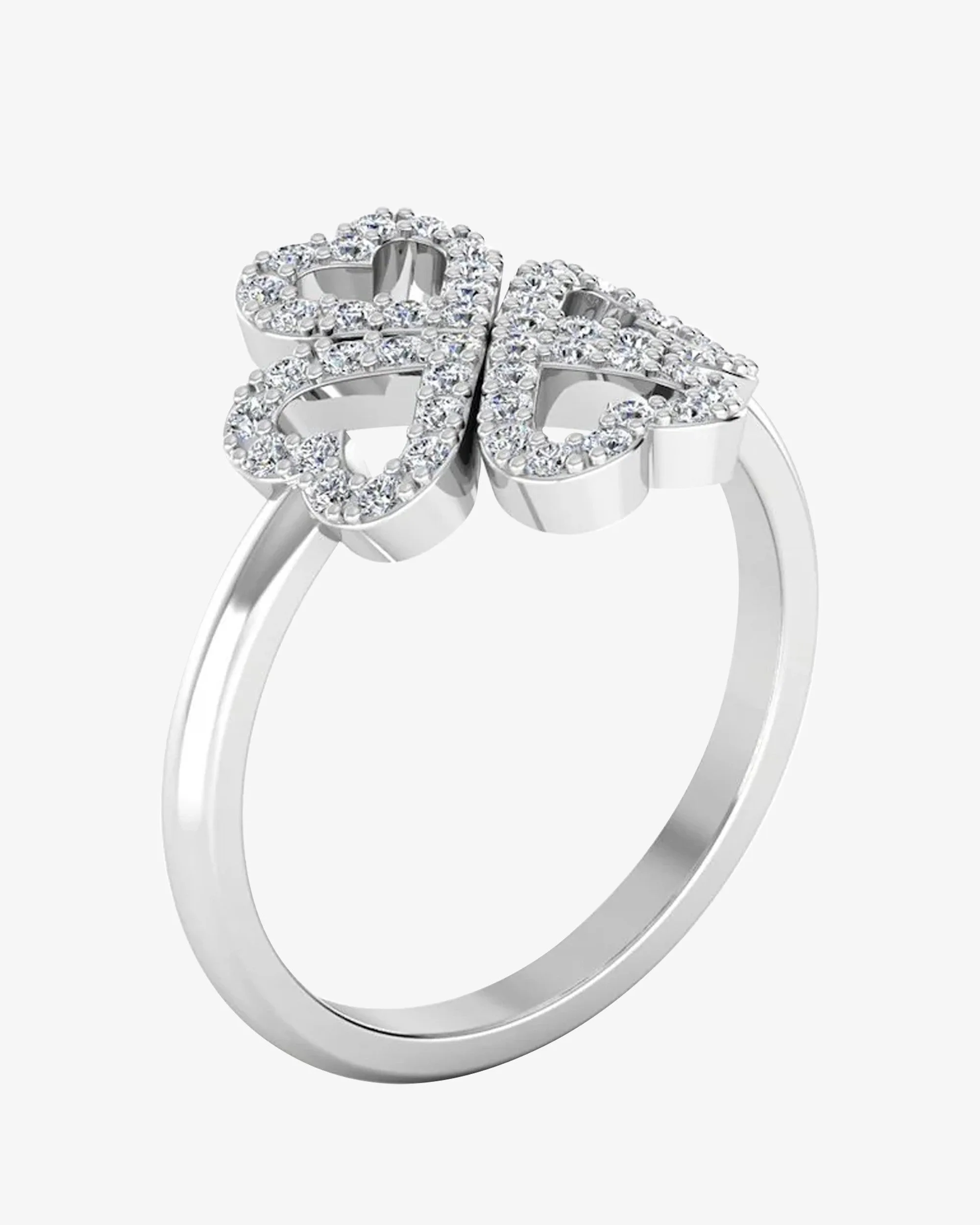 Four Leaf Clover Moissanite Engagement Ring - in 14k gold (view 3 of 7)