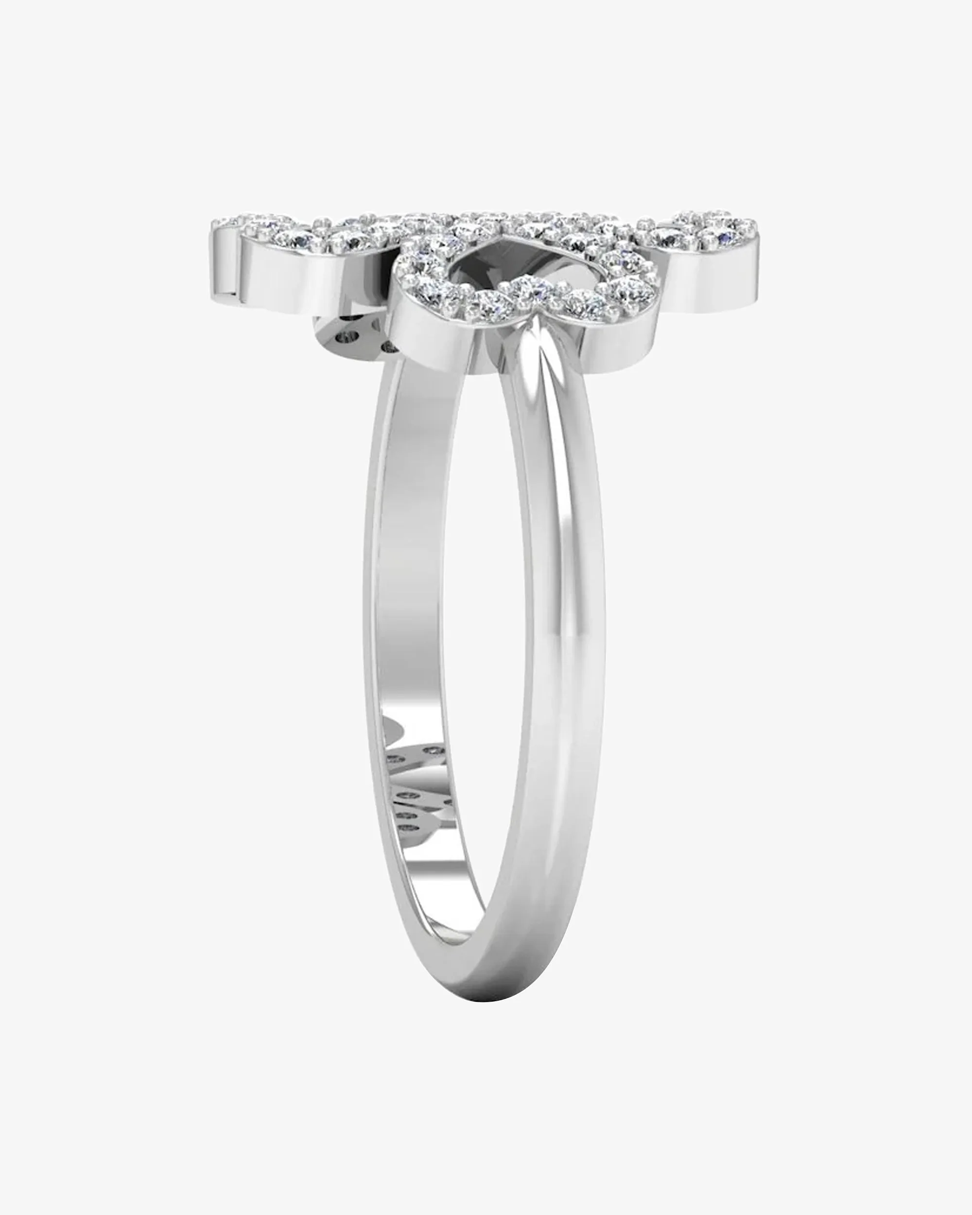 Four Leaf Clover Moissanite Engagement Ring - in 14k gold (view 4 of 7)