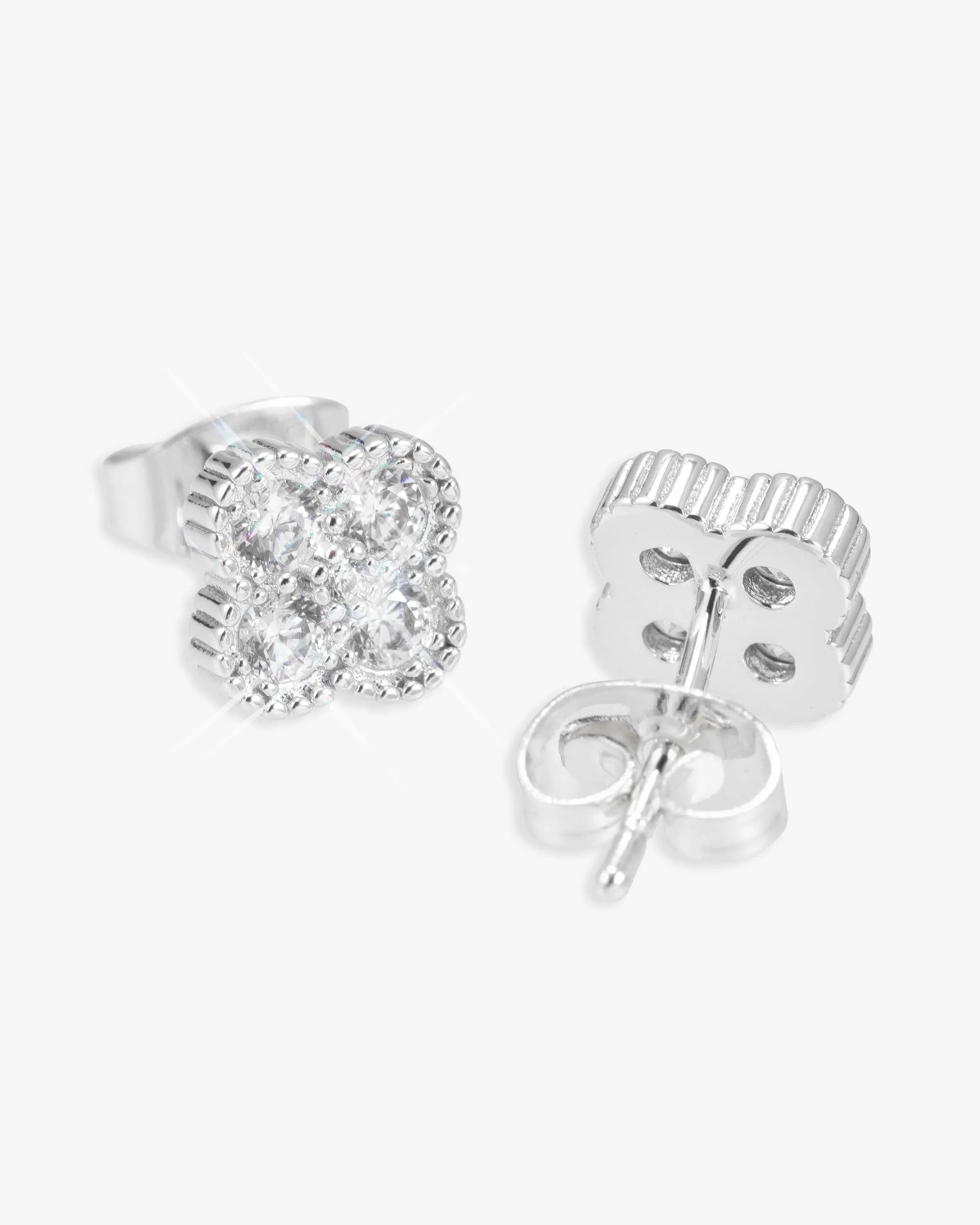 Four Leaf Moissanite Pointer Earrings 14K Gold